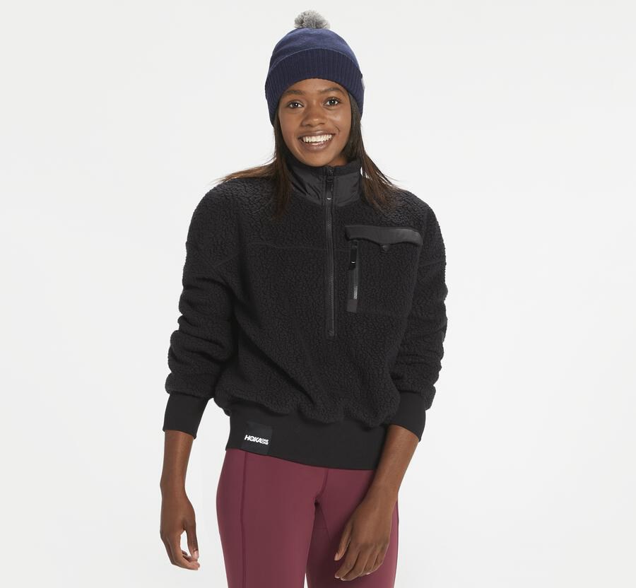 Hoka One One Womens Hoodie - Fleece Sky - Black - EVCI43265